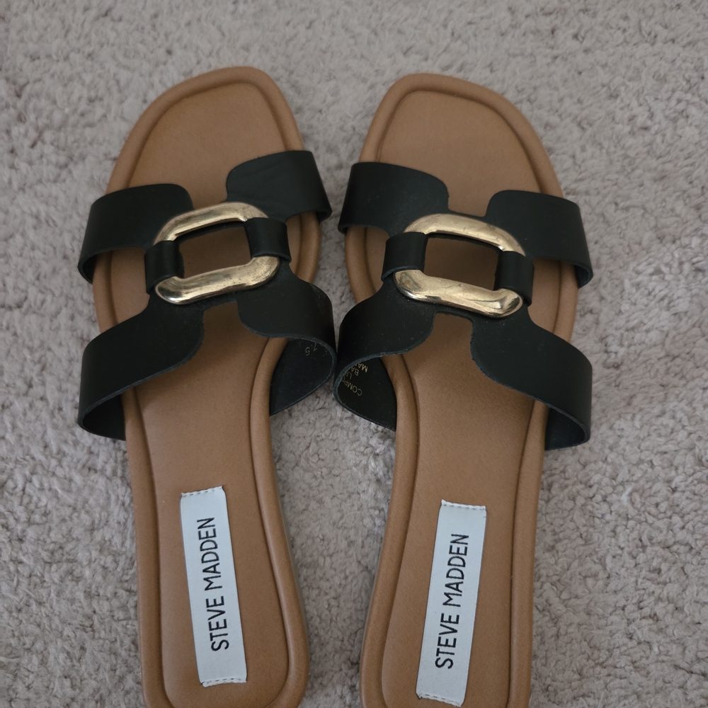 Steve Madden Black Slide Sandals